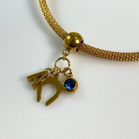 Horseshoe with Letter and Birthstone Charm - CUSTOMIZABLE - Picture 2 of 6